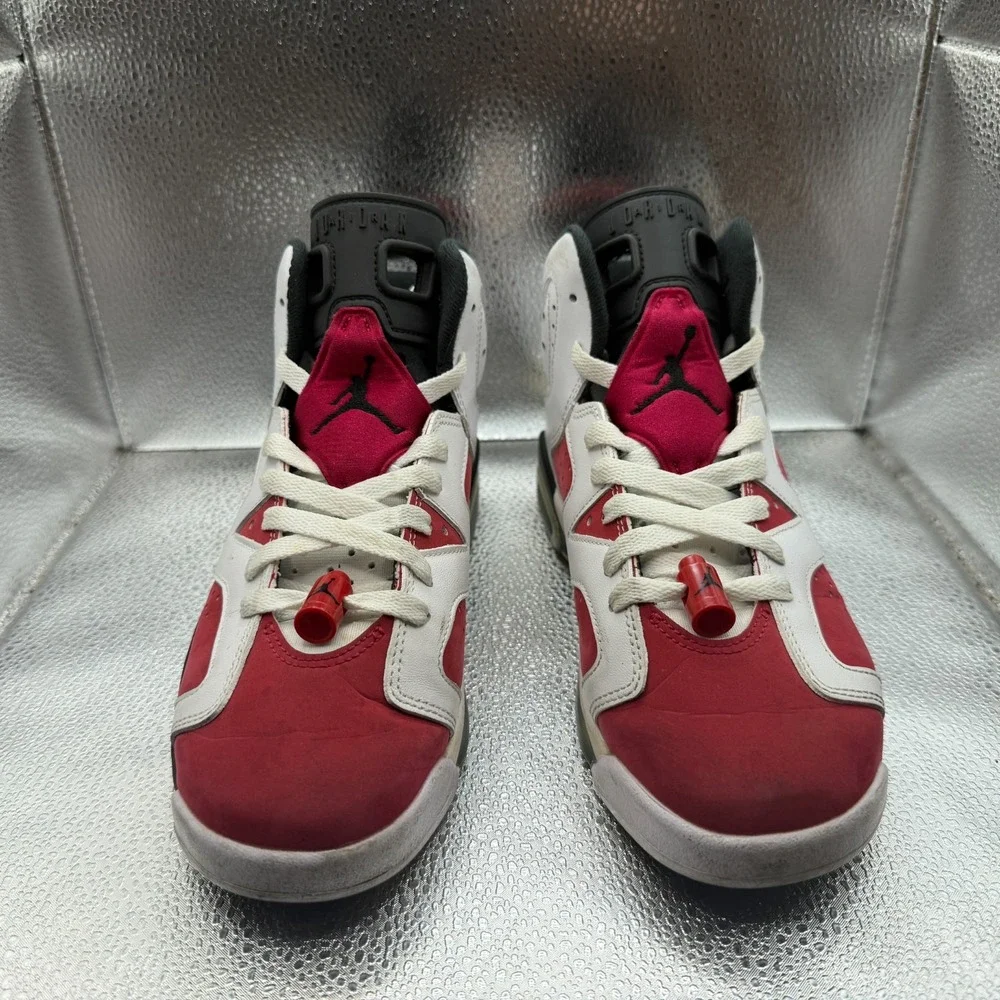 Size 6Y Air Jordan 6 Retro Mid White Carmine Kids Basketball Shoes‎ 384665-106